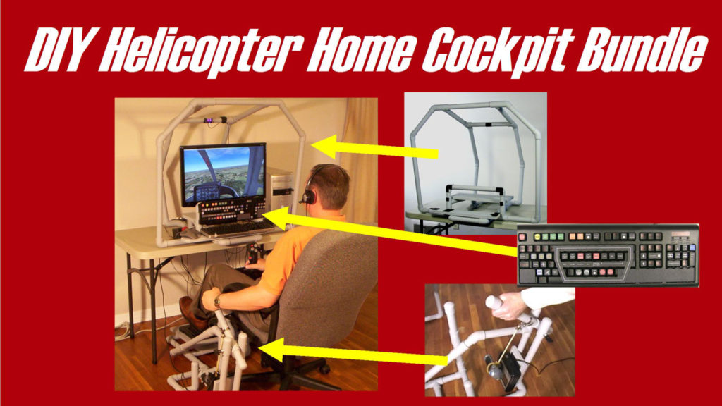 man at the controls of a DIY Helicopter Home Cockpit