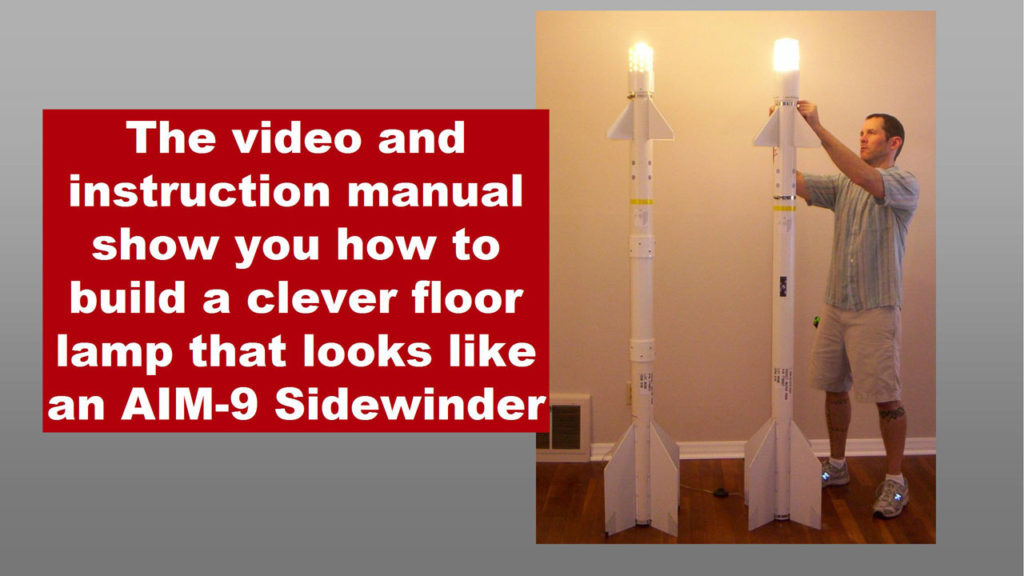 man with two missile-shaped floor lamps