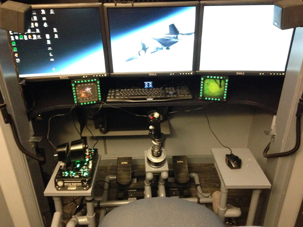 Home flight sim helicopter collective, triple screens by George