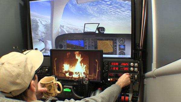 fireplace in a flight simulator