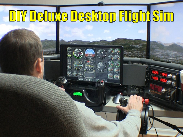 DIY Deluxe Desktop Flight Sim with 4 screens, yoke and throttle quad