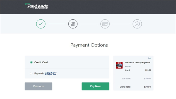 Choose your payment method: Credit Card or PayPal
